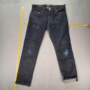 Goodfellow Jeans Mens Selvedge Blue Slim Stretch Honeycomb Indigo Fits 33x29